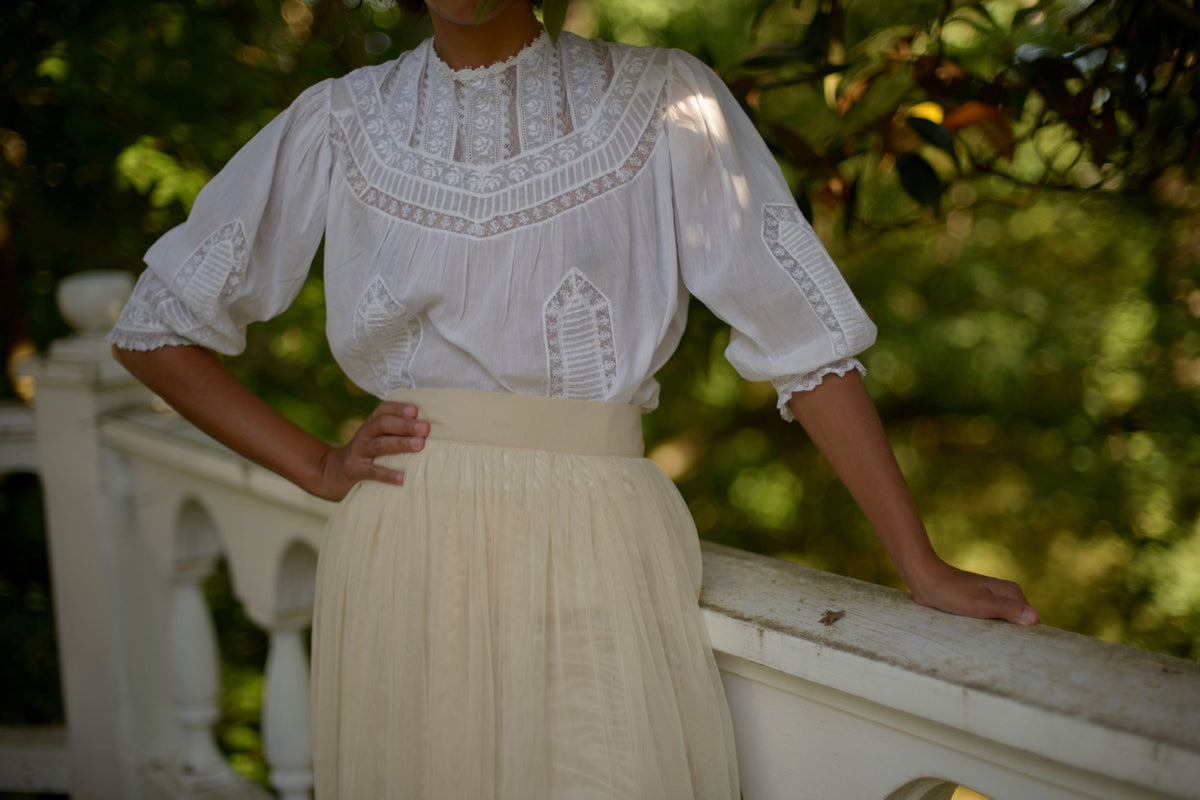 Antique Victorian pin tucked and insertion Val lace blouse – Page of