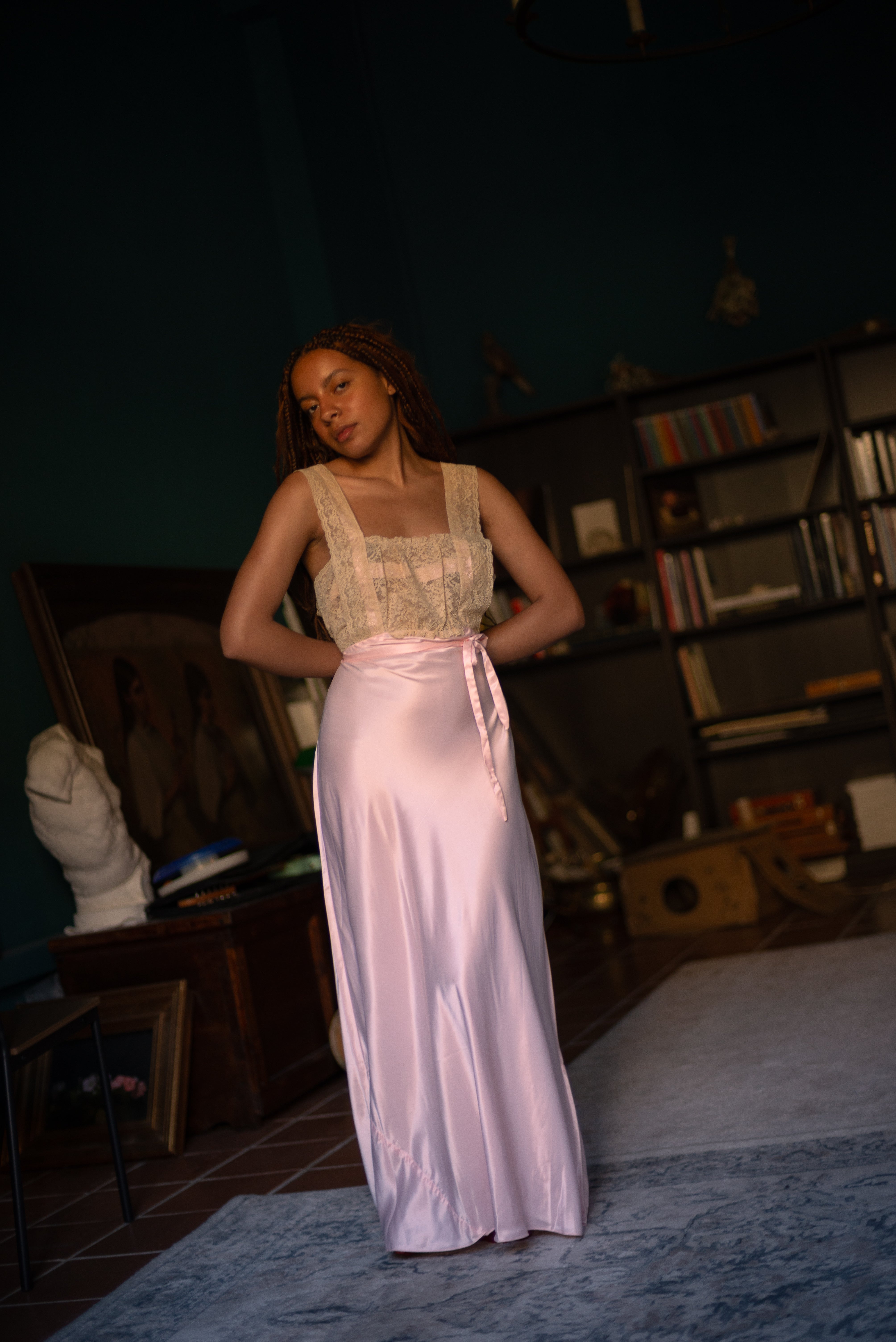 1930s deadstock rayon satin bias cut slip dress Page of Air 1930s deadstock rayon satin bias cut slip dress Page of Air
