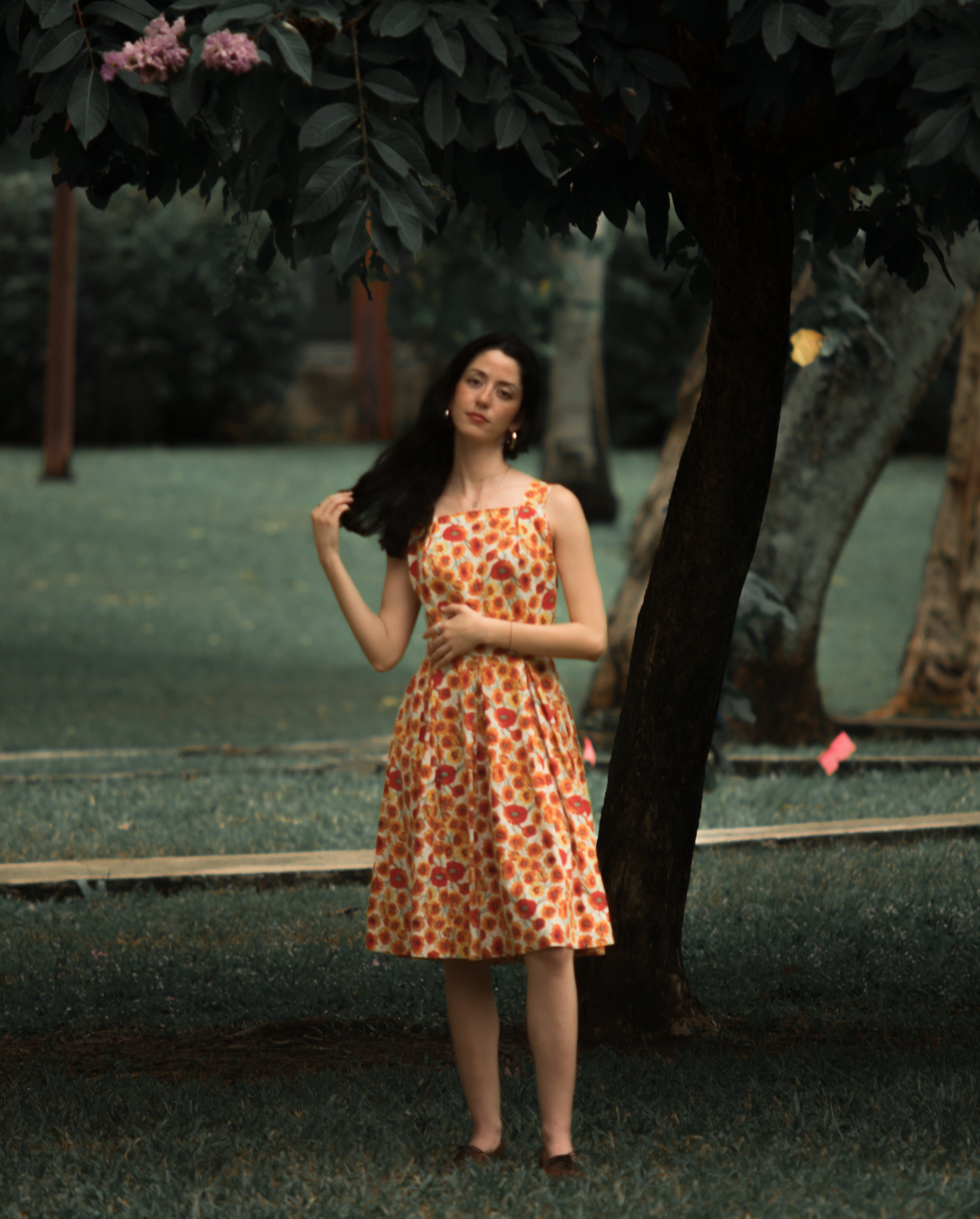 1950s/60s cotton poppy print fit and flair day dress, small-med Page of Air 1950s/60s cotton poppy print fit and flair day dress, small-med Page of Air