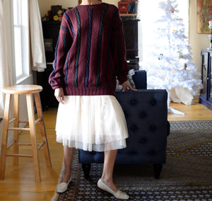 90s deadstock hand knit ramie blend oversized sweater
