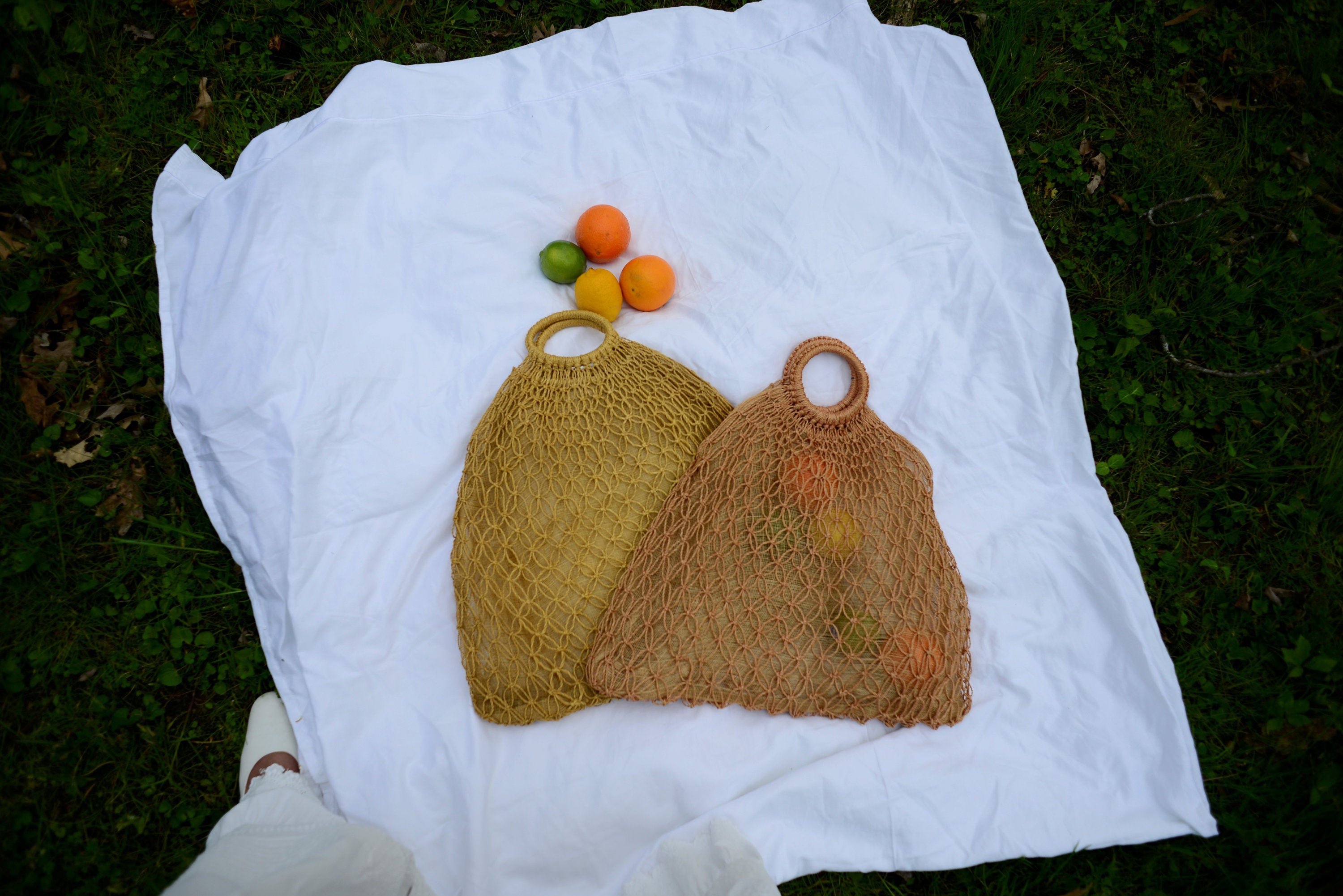 1950s Philippine hand woven hemp market bags, never used