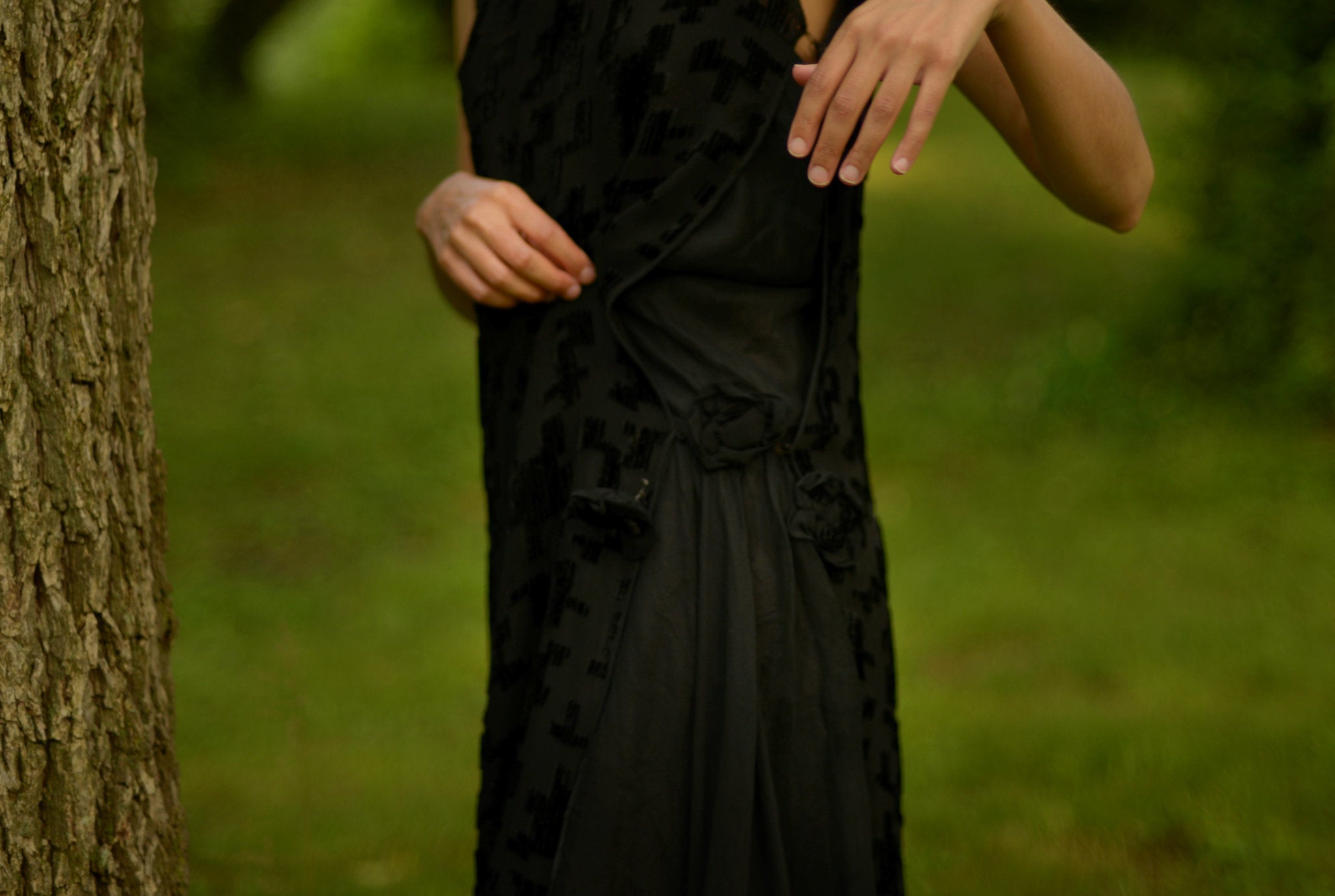 1920s silk devore velvet drop waist flapper dress // 38" bust, small-medium