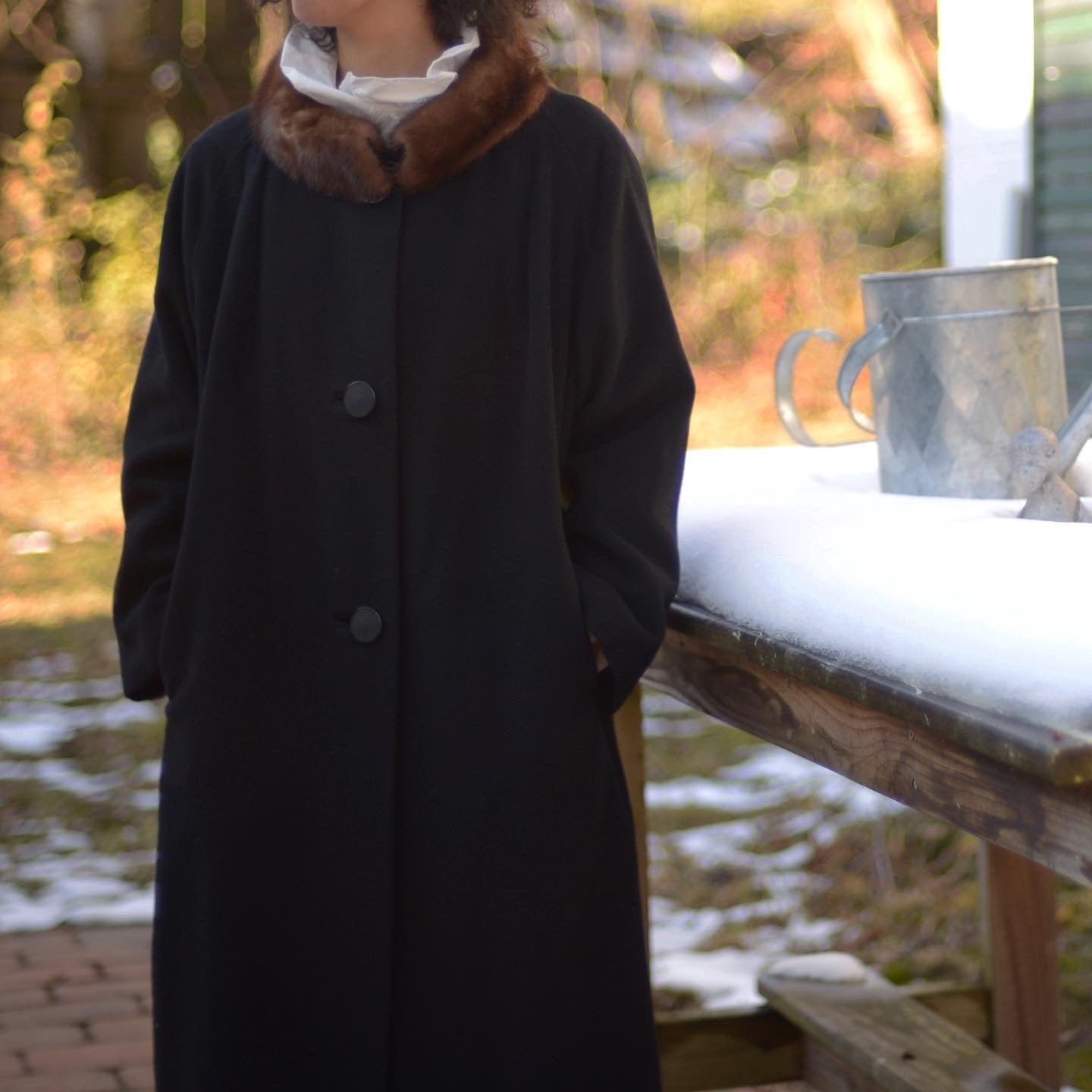 1950s cashmere coat with mink fur collar