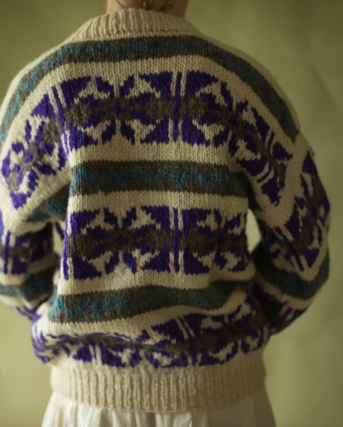 Vintage Ecuadorian chunky hand knit wool sweater, fits up to xl