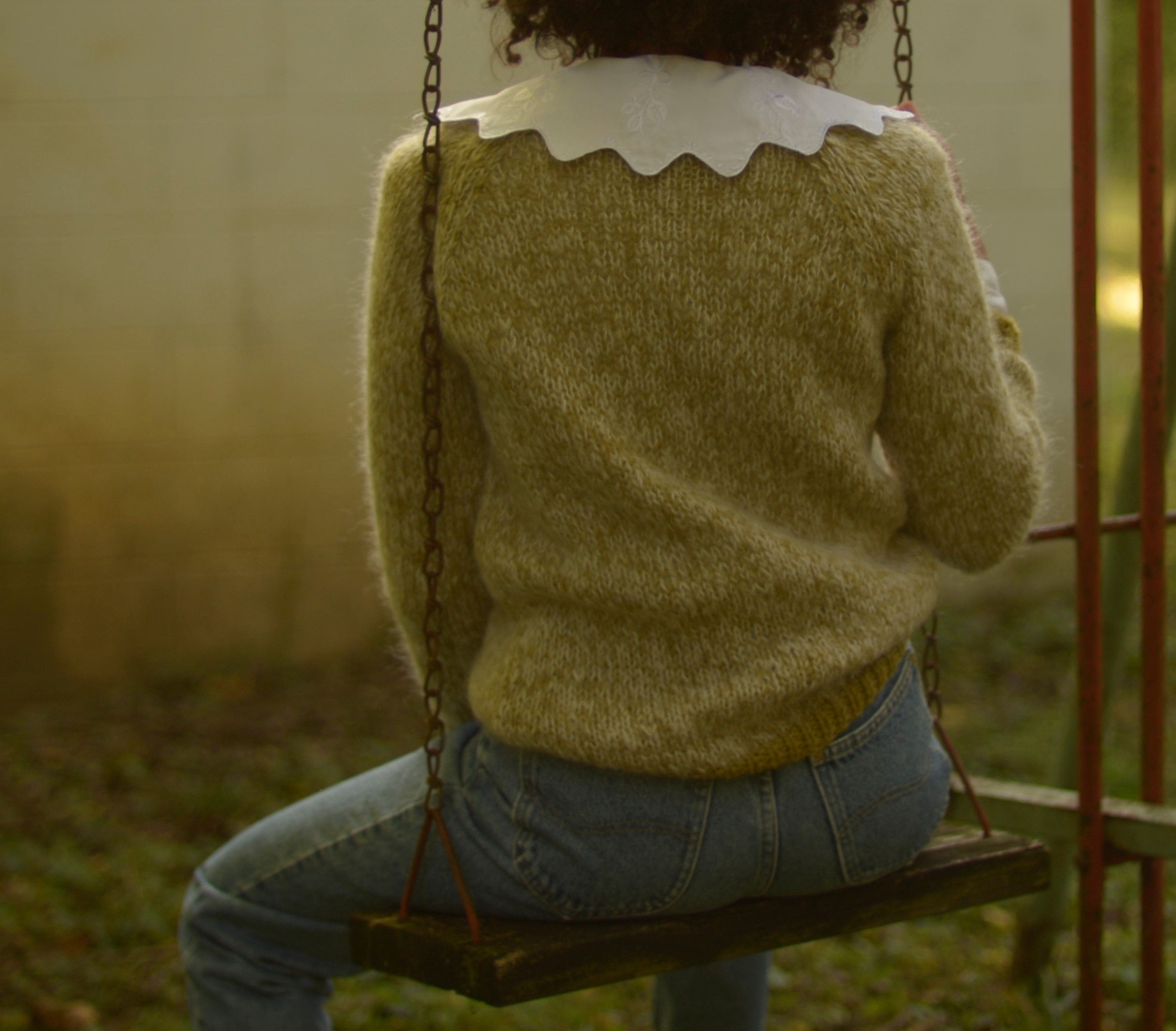 1950s chartreuse marled Italian mohair sweater
