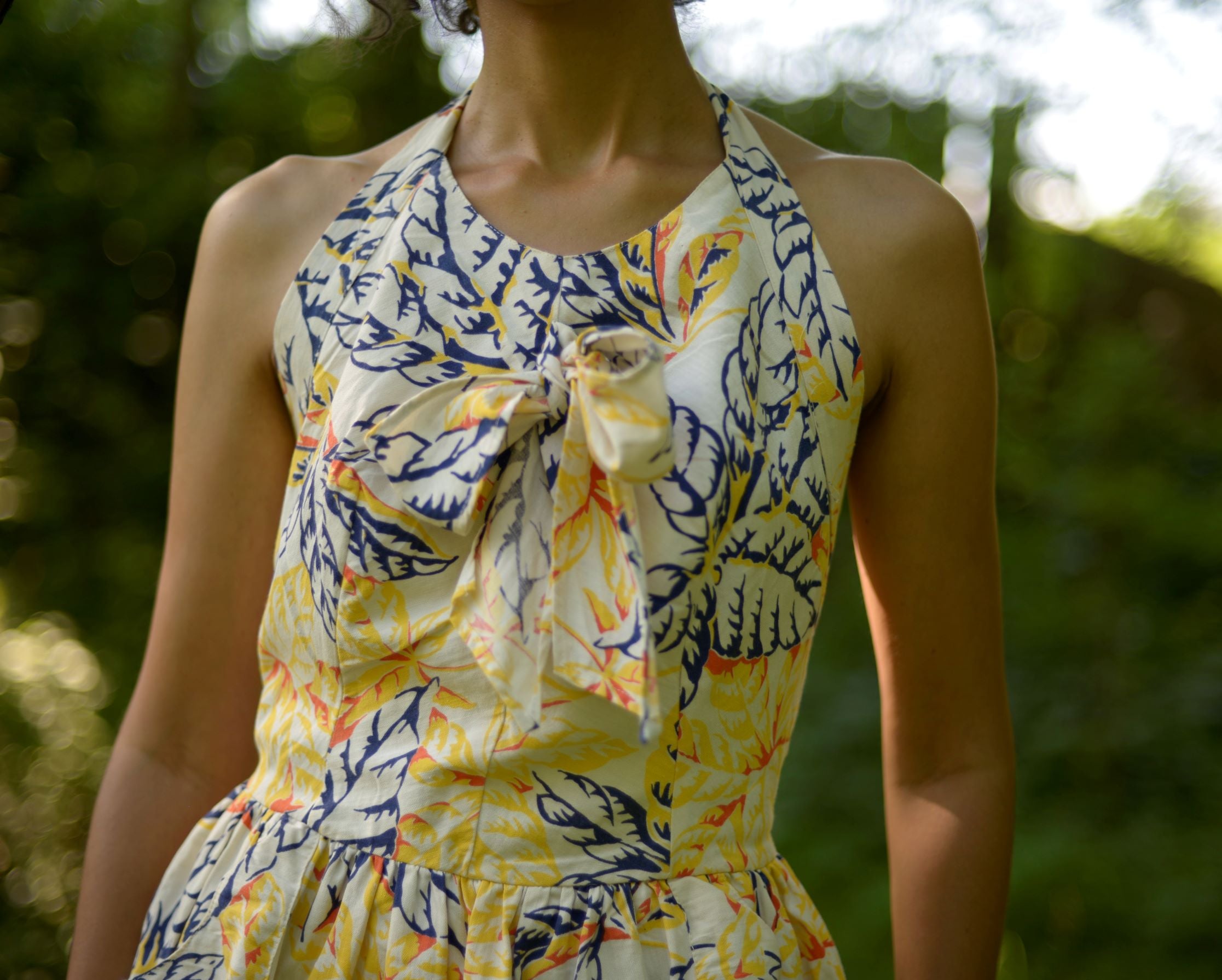 1940s cotton novelty plant print halter dress, small-medium Page of Air 1940s cotton novelty plant print halter dress, small-medium Page of Air