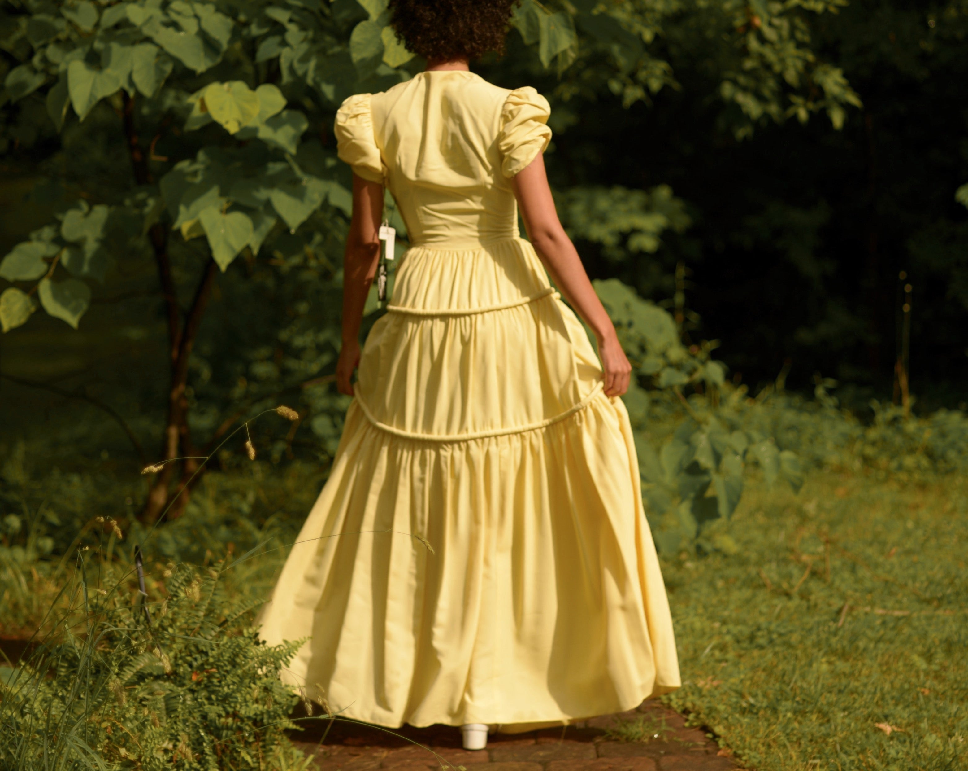 1930s deadstock buttercup rayon princess gown, small