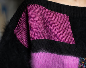 80s angora art to wear loose fit sweater, fits up to xl