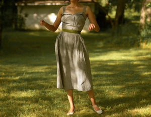1940s cotton gingham sun dress, small-medium