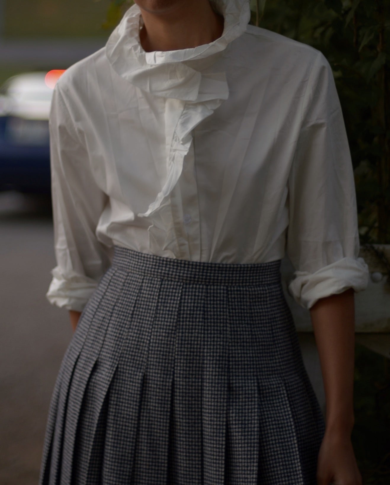 80s Pendleton pure wool check print pleated skirt, US 10