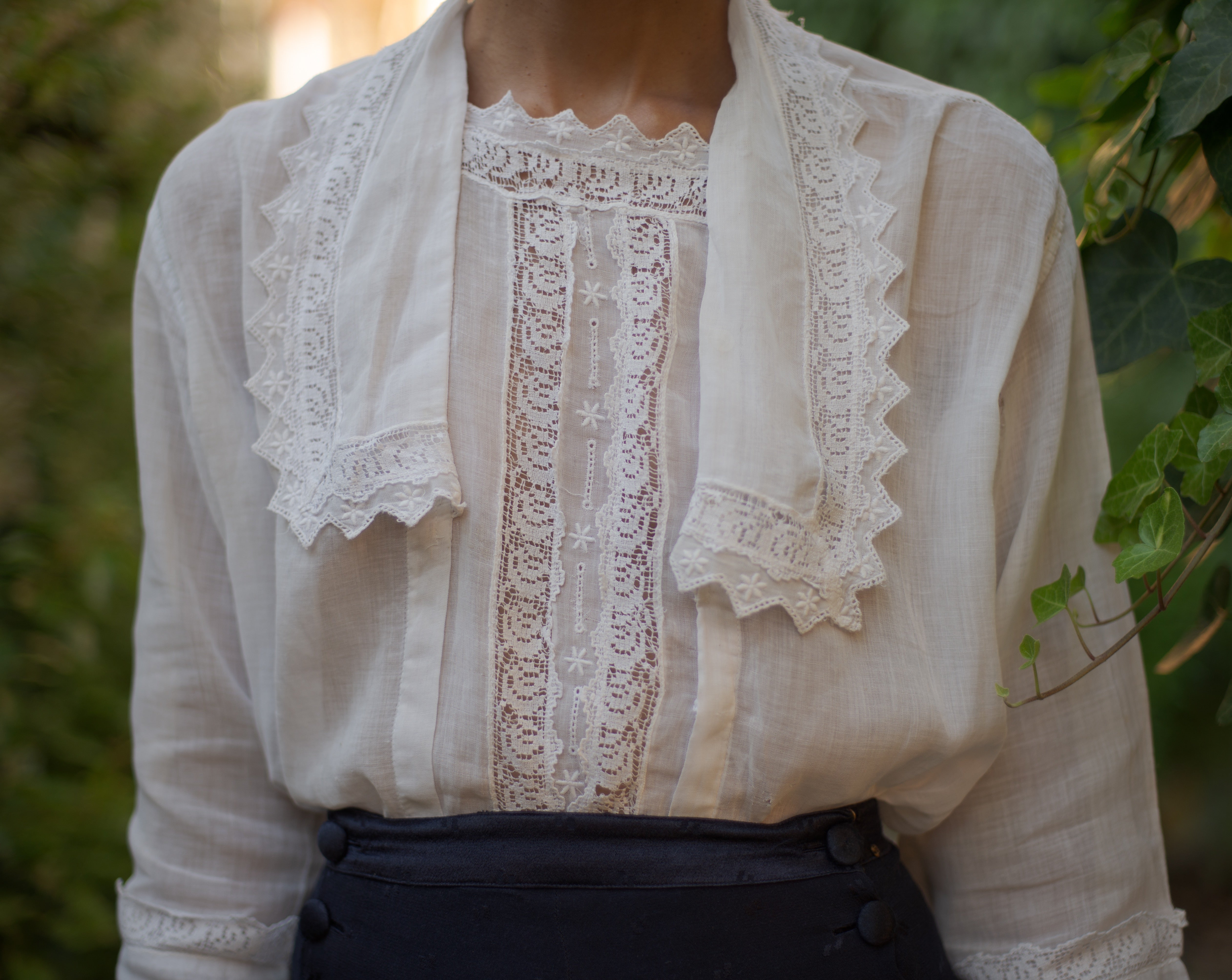Antique cotton voile armistice blouse, fits up to large