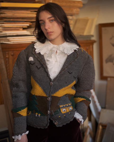 vintage knit cardigan♡ 80s Cottage Core Cardigan| Vintage Women's Winter Sweater