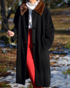 1950s cashmere coat with mink fur collar