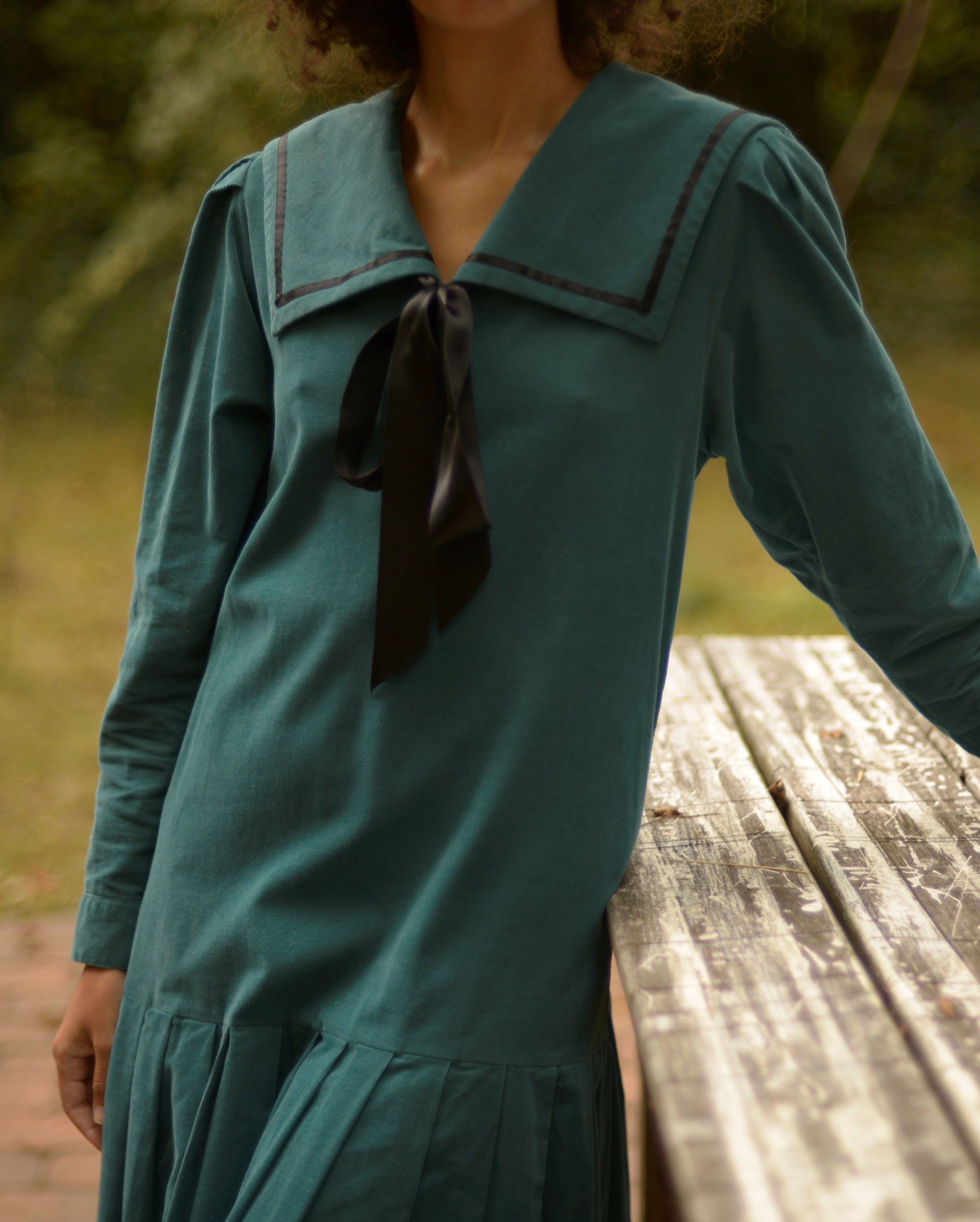 1980s cotton sailor collar corduroy drop waist dress Page of Air 1980s cotton sailor collar corduroy drop waist dress Page of Air