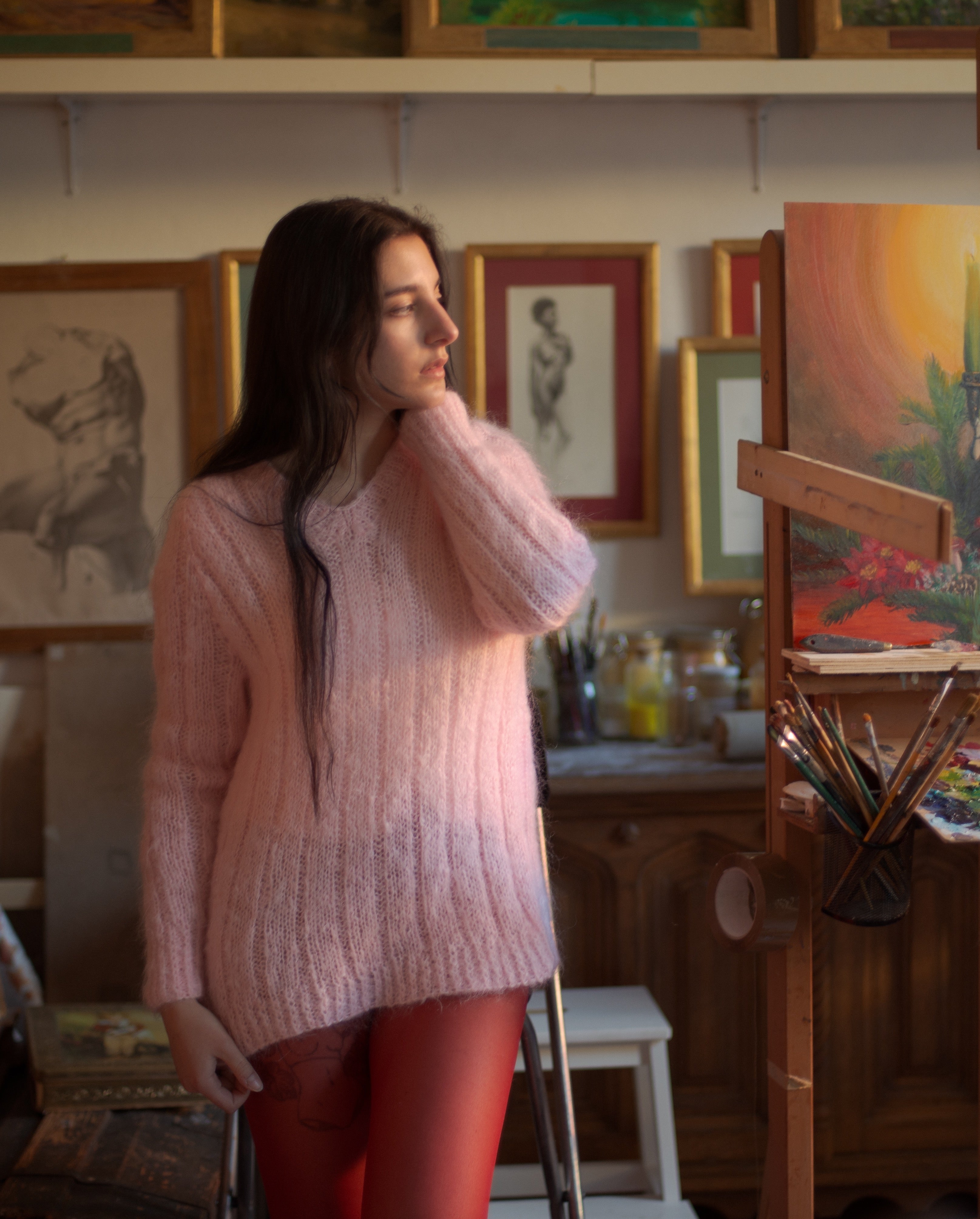 Vintage mohair ribbed wool oversized sweater