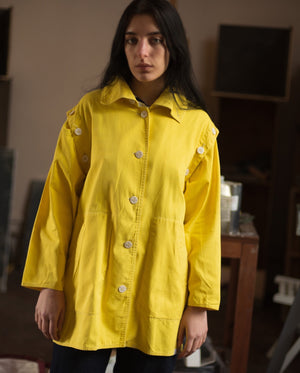 Early 80s cotton rain jacket with detachable sleeve and hidden hood, fits up to xl